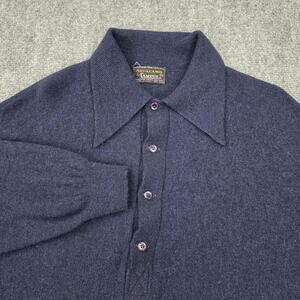 Vintage Campus Sweater Mens XL Blue Wool Aqualamb Knit Pullover Made USA 70s